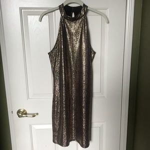 NWT One ❤️ Clothing Gold & Black Metallic Dress L